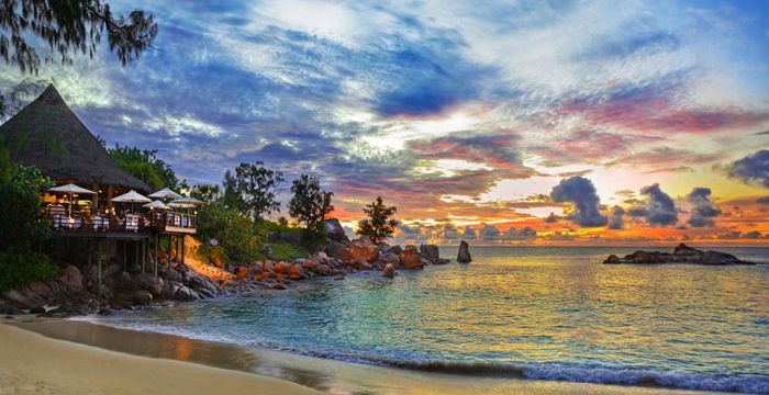 The gorgeous view of th sea from an Island in Seychelles