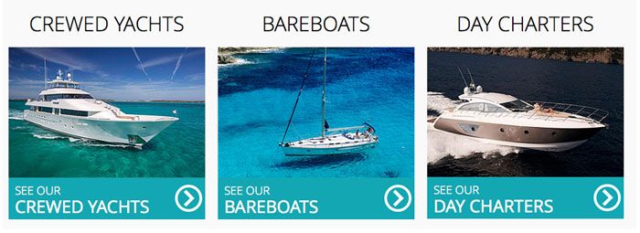 Easily select which type of yacht charter you would like