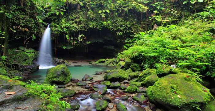 An impressive waterfall in Dominica