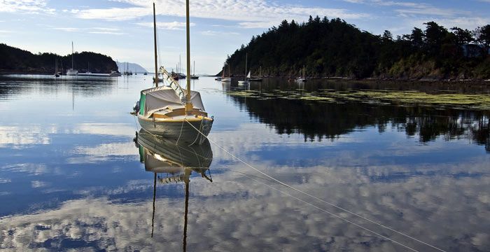 boat in Fossil Bay,Sucia Island,San Juan Islands WA