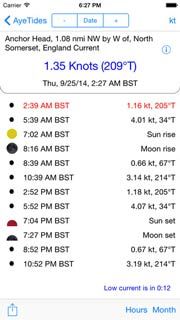 Aye tides iPhone App for tides and currents