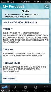Boating Weather iPhone App for weather at sea