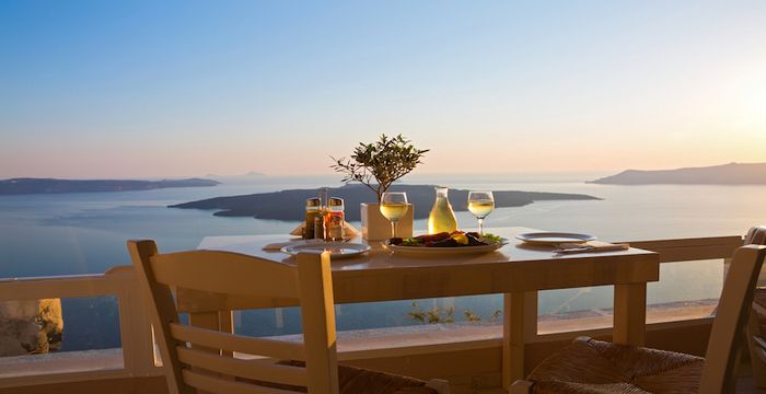 Eat with a stunning view in Santorini