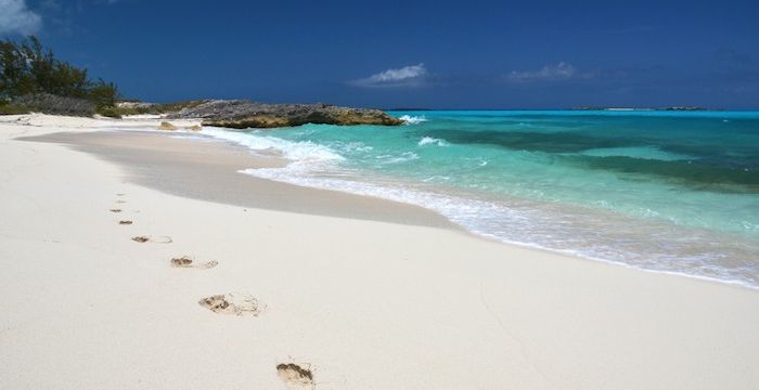 White sandy beaches in the Bahamas