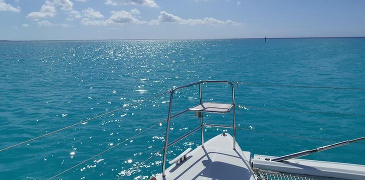 Whispers Foredeck Trampoline Views over Bahamas