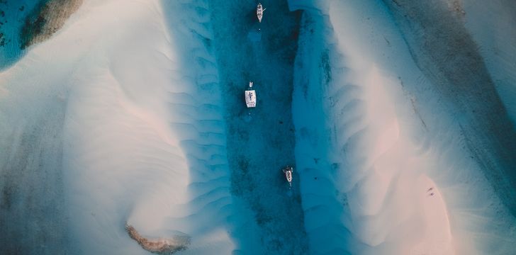 Yachts Anchored In-between Exuma Park Islands