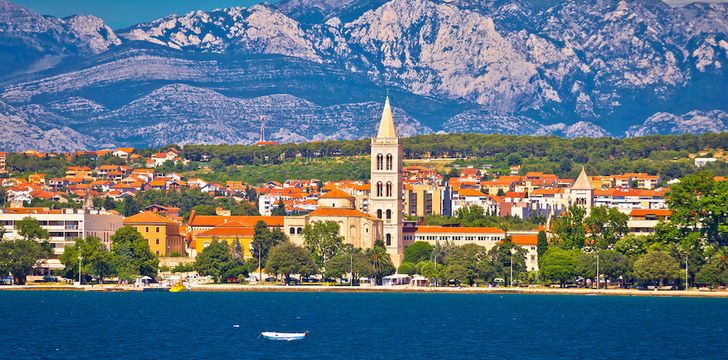 Zadar waterfront view from the sea,Dalmatia,Croatia
