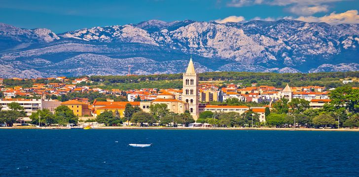 Zadar waterfront view from the sea,Dalmatia,Croatia