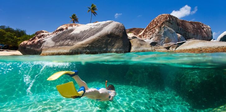 snorkelling in the BVI