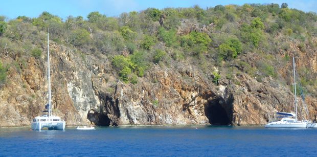 Approaching the Caves on Norman Island
