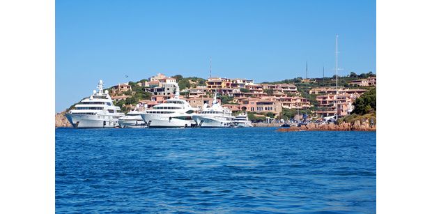 The luxurious super yachts lining Porto Cervo on the Costa Smeralda