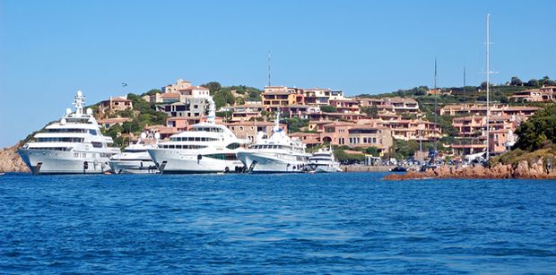 The luxurious super yachts lining Porto Cervo on the Costa Smeralda