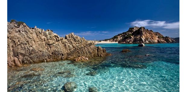 The crystal clear waters of the Maddalena Archipelago, Sardinia