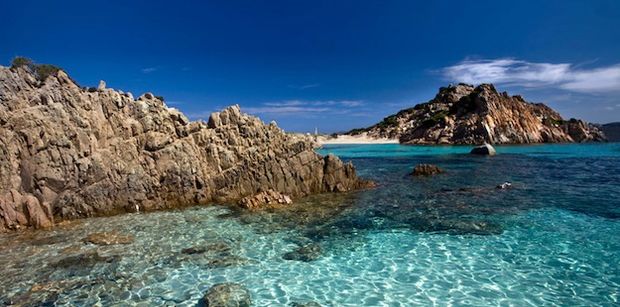 The crystal clear waters of the Maddalena Archipelago, Sardinia