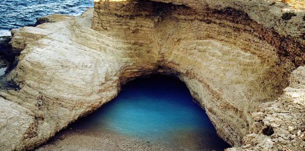 A natural pool carved in the rocks in Koufinissia