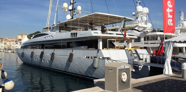 Last minute preparations on board this Baglietto for Cannes 2015