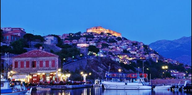 Molivos town in Lesvos, Greece