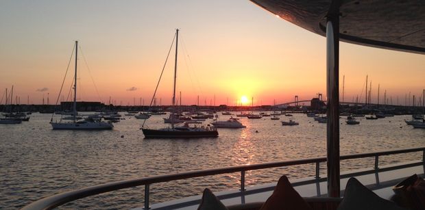 The sunset over Newport, Rhode Island
