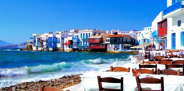 Dine on Greek specialties with your feet almost in the water!