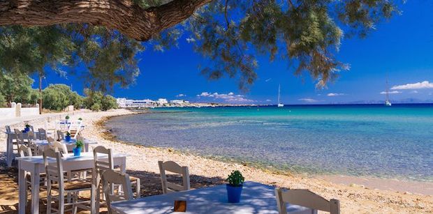 Sit back in the Greek sunshine and enjoy lunch in a typical taverna