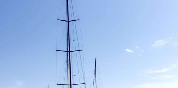 Sailing yachts at anchor by the Cannes islands