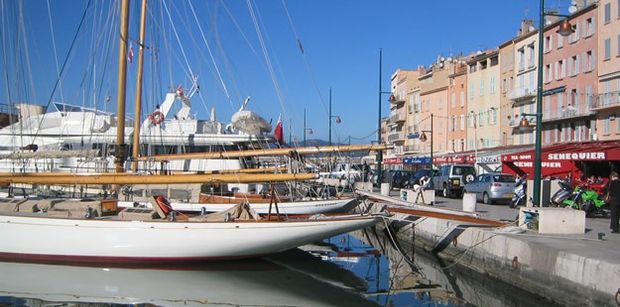 Yachts moored in St Tropez old port