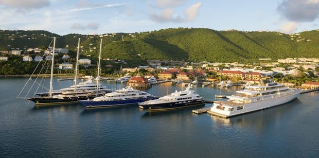 Luxury vessels docked in Charlotte Amalie, St. Thomas, U.S. Virgin Islands