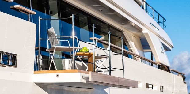 SANGHA Ferretti Yacht Exterior Profile Balcony