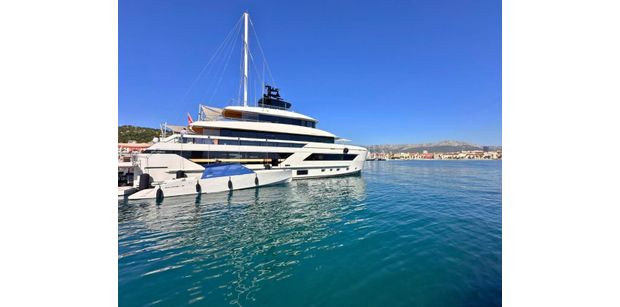 superyacht docked in Split harbor