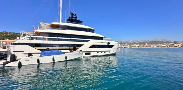 superyacht docked in Split harbor