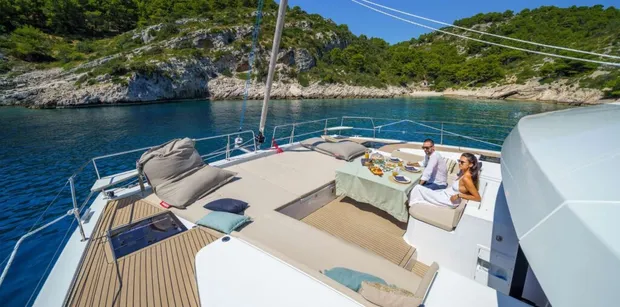 FARBEN forward deck lounge and sunbathing area