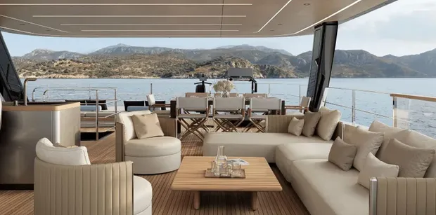 mim ocean 10 flybridge lounge and alfresco dining area