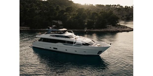 Aerial shot of the ZATARA II anchored near shore