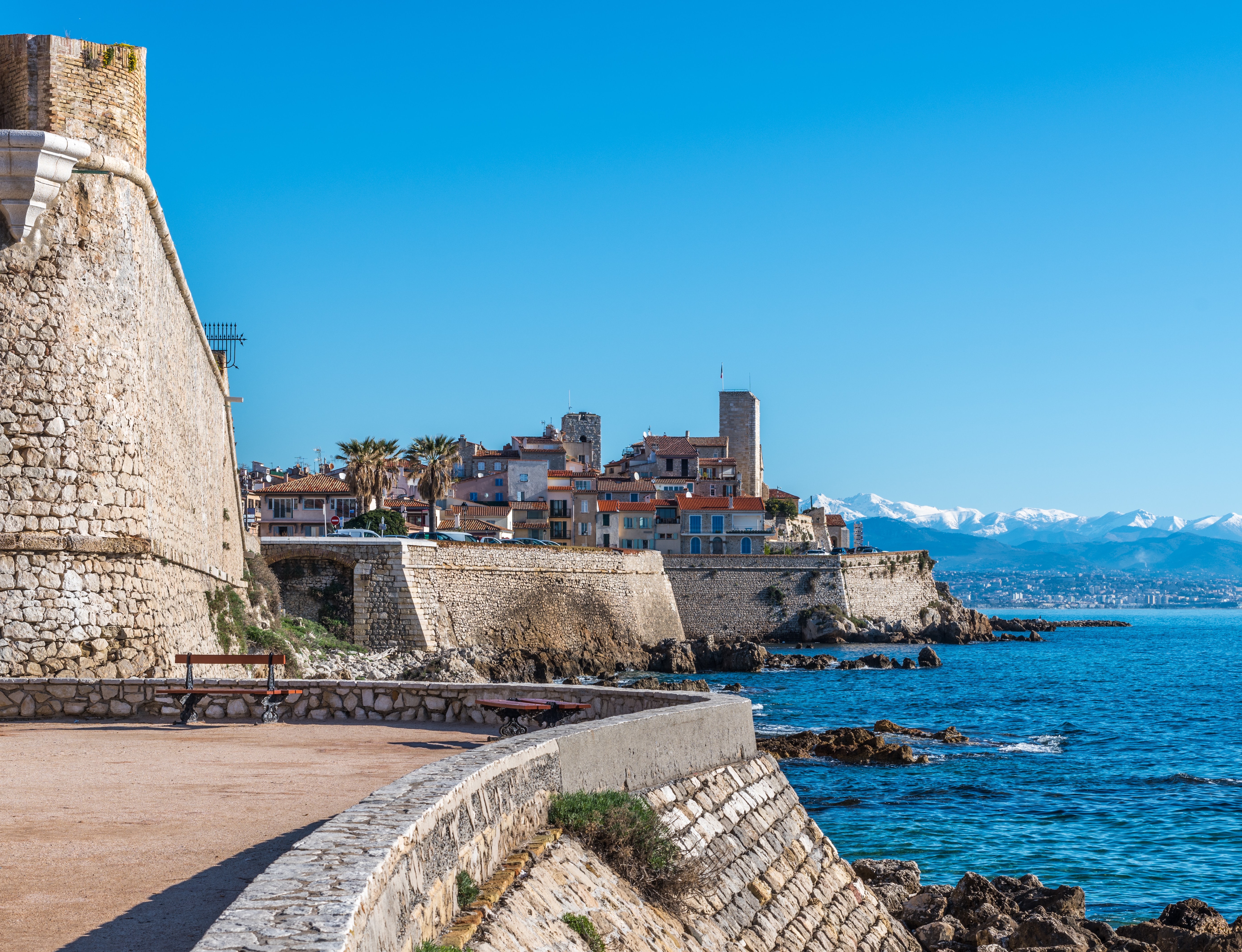Antibes Old Town with Mountains in Background, French Riviera