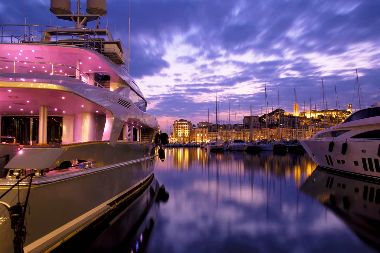Yacht in Cannes Port for Events and Entertainment