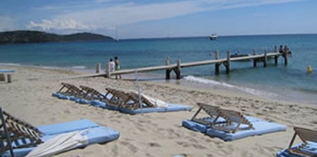 The pier at Club 55 on Pampelonne beach in St Tropez