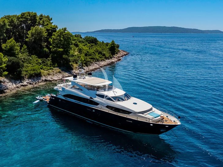 ARAGO Sunseeker 34m - anchored aerial shot ARAGO Sunseeker 34m - anchored aerial shot
