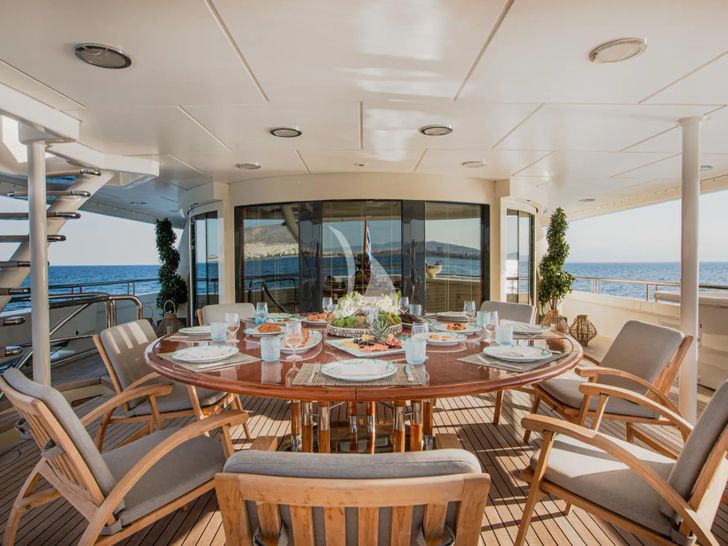 MARLA Amels 50m - sky deck alfresco dining area MARLA Amels 50m - sky deck alfresco dining area