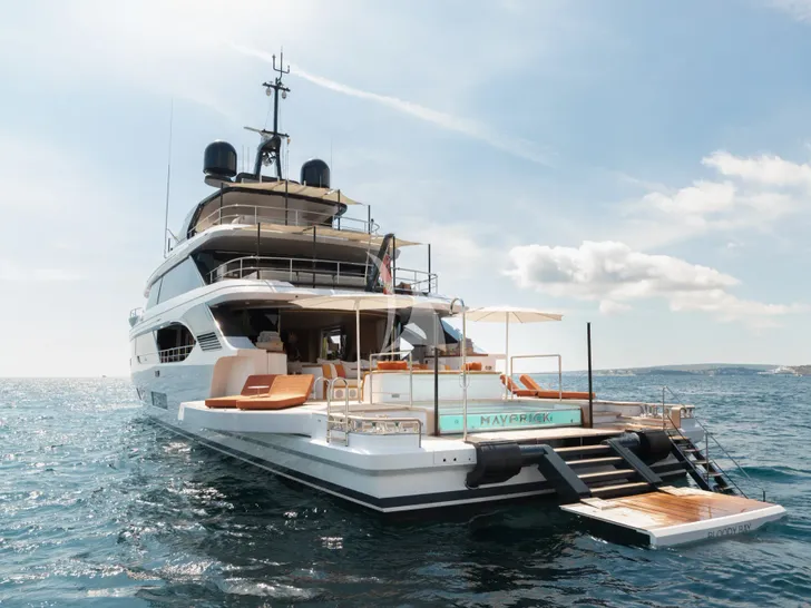 HOW MUCH IS ENOUGH Benetti Oasis 40m - anchored aft shot HOW MUCH IS ENOUGH Benetti Oasis 40m - anchored aft shot