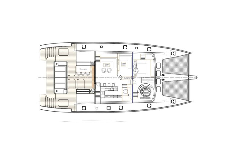 Layout for HOUBARA Sunreef 82 DD - main deck layout