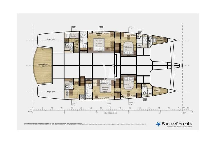 Layout for YOLO Sunreef 70 - cabin deck layout
