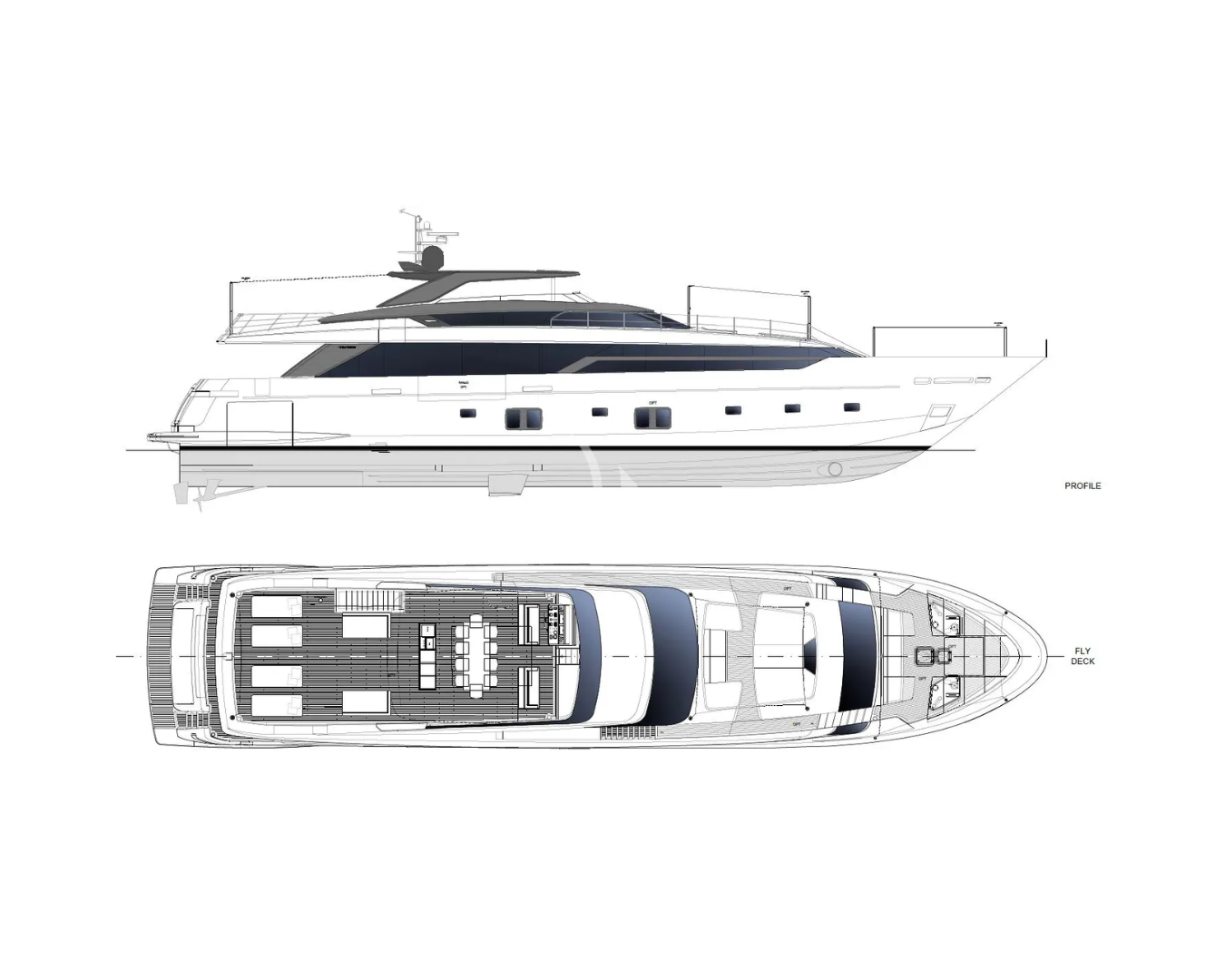 Layout for VAUBAN Sanlorenzo SL120 Asymmetric - exterior layout