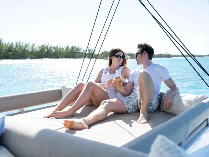 HARMONY Bali 4.8 - guests on the flybridge sunbathing area HARMONY Bali 4.8 - guests on the flybridge sunbathing area