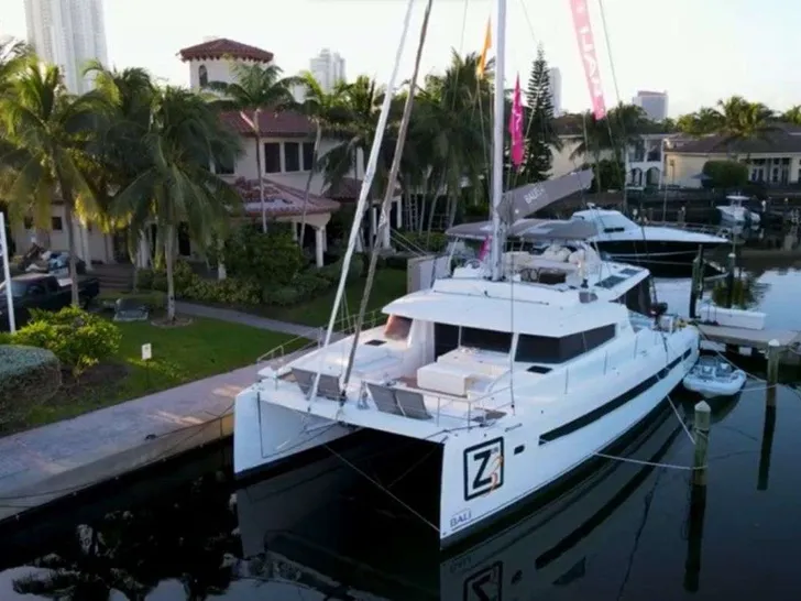 ZURI 3 Bali 5.4 - docked side view ZURI 3 Bali 5.4 - docked side view