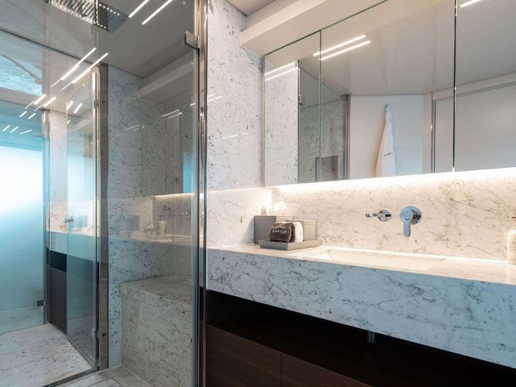 EROS Ferretti Custom Line Navetta 37 - master cabin bathroom EROS Ferretti Custom Line Navetta 37 - master cabin bathroom