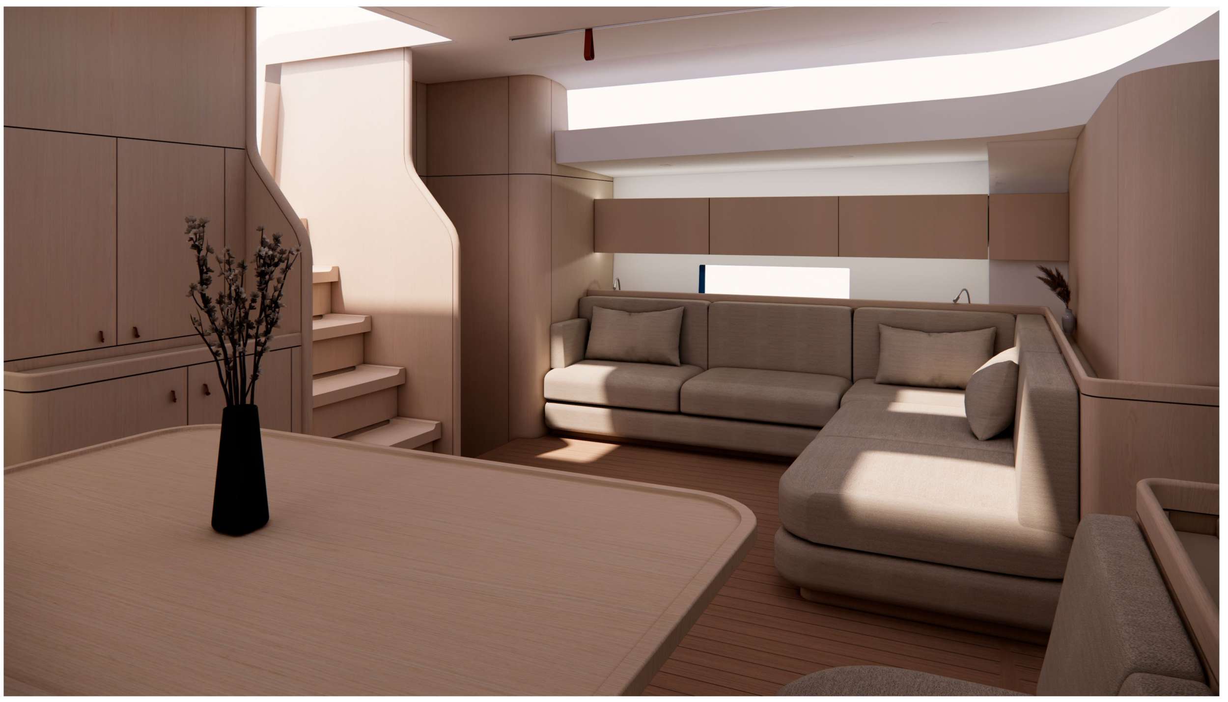 YUME YYacht Y7 - saloon lounge and dining table