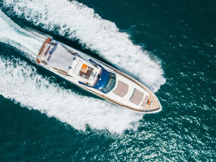 SOL SHINE Ferretti 960 - top aerial shot cruising SOL SHINE Ferretti 960 - top aerial shot cruising