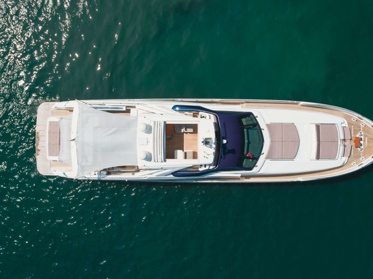 SOL SHINE Ferretti 960 - top aerial shot anchored SOL SHINE Ferretti 960 - top aerial shot anchored