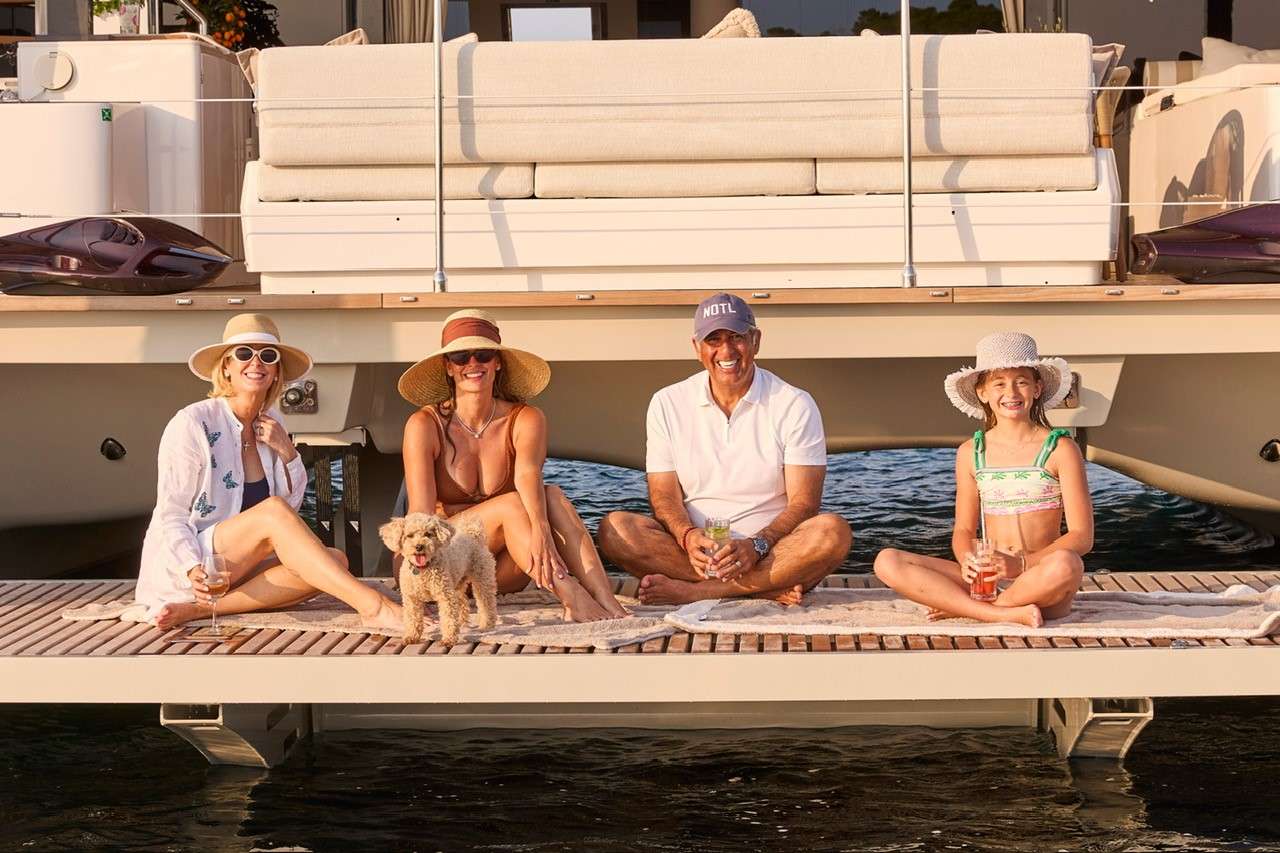 SPICE OF LIFE Sunreef 60 - guests on the aft deck