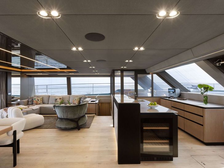 MATTEA Sunreef 80 Power - saloon seating and galley MATTEA Sunreef 80 Power - saloon seating and galley